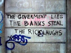 Graffiti Gov lies bank steal rich laugh A